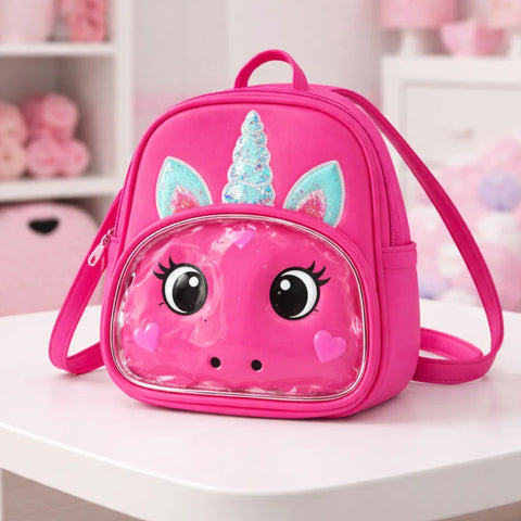 Girl's - Fashion Backpack - Dark Pink - Unicorn - 118805