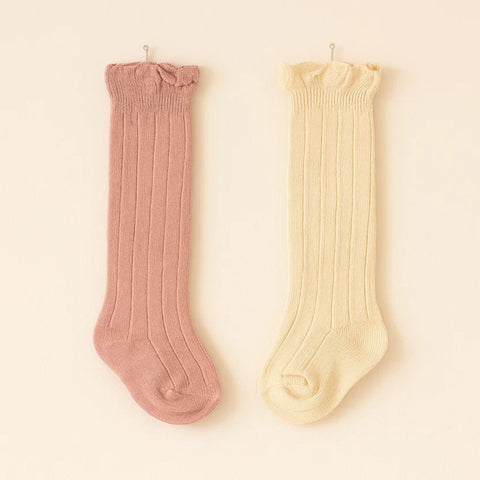 Chieea - Pair of 2 - Long Socks - Skin & Pink