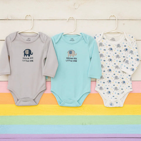 BRL - Pack of 3 - Long Sleeve Bodysuits - Blue - Brave
