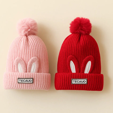 Pack of 2 - Woolen Caps - Red & Pink - Tecauo - 25