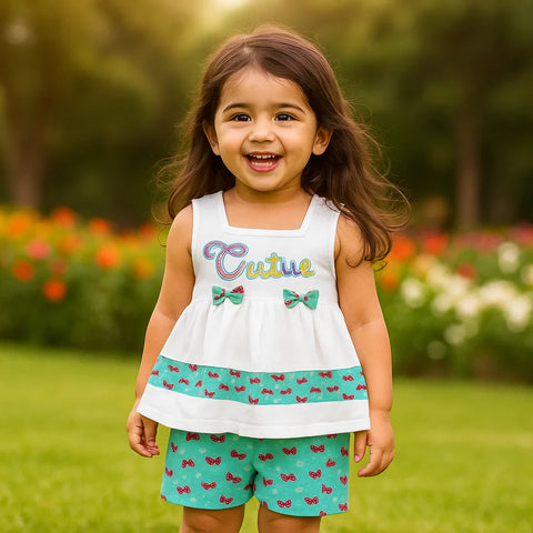 Cutie - 2 Pieces - Frock Set - Green - 351