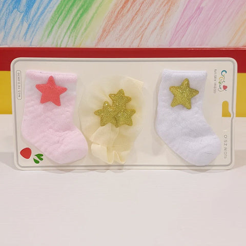 Pair of 2 Socks With Headband - Star - Pink Skin White - 25