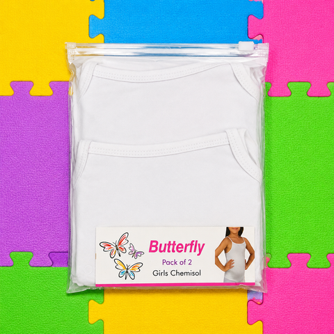 Butterfly - Pack of 2 - Girl's Camisole - White