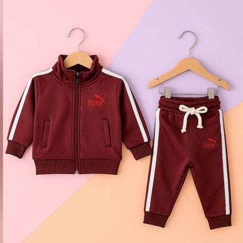 Pum - 2 Pieces - Suit Set - Maroon - Stripes