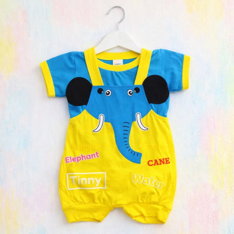 Hungle - 2 Pieces - Dungaree Set - Dark Blue & Yellow - Elephant
