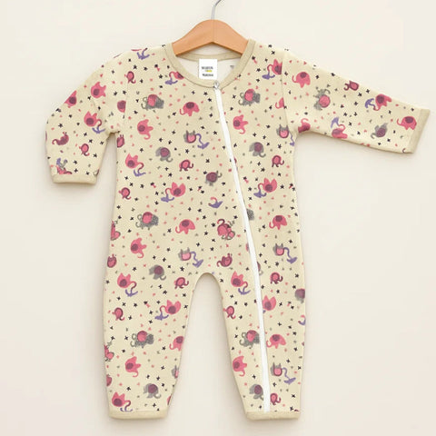 TBS - Velvet - Zipper Romper - Skin - Elephants