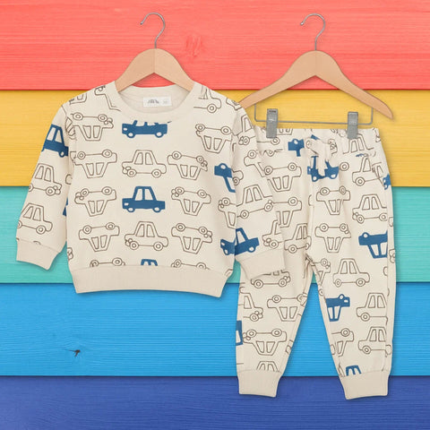 Z Kids - 2 Pieces - Suit Set - White - Blue Car - 25