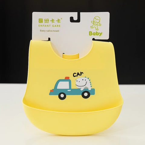 Silicon Container Bib - Yellow - Dinosaur