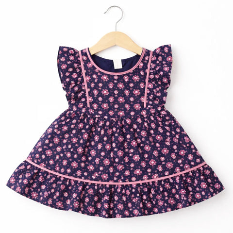 P&P - Short Sleeve - Frock - Navy - Printed Floral
