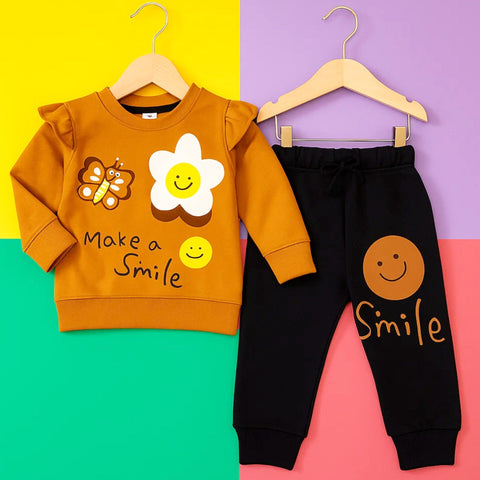 2 Pieces - Suit Set - Brown - Smile - 25