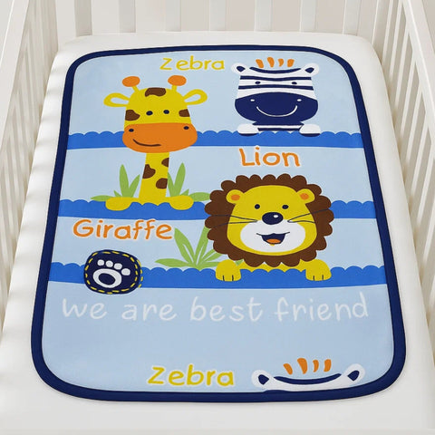 Best Mink Double Ply - Plush Blanket - Blue - Lion & Giraffe - 40*28 Inches