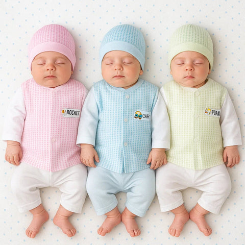 Kiddy's - Pack of 3 - Newborn Night Suits - Check