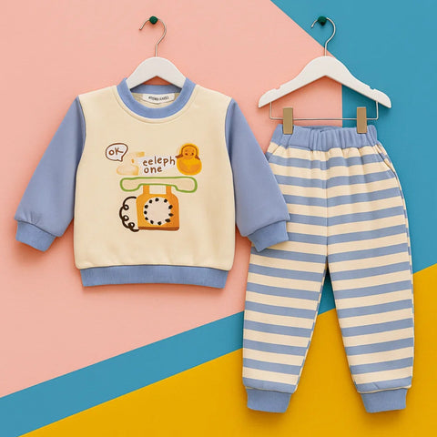 2 Pieces - Suit Set - Blue - Telephone