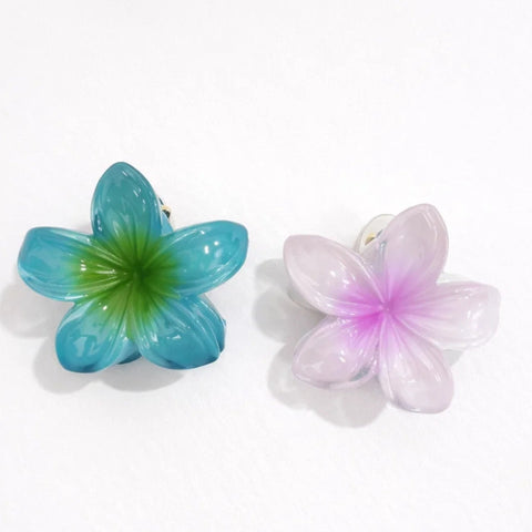 Pack of 2 - Hibiscus - Blue & White - Shiny Flower