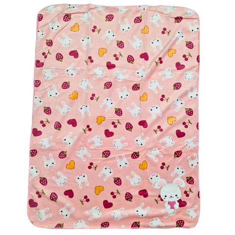 For Baby - Fur Blanket - Pink - Kitty & Fruits
