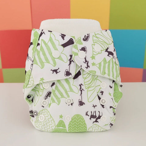 Reuseable Diaper - Green Animals