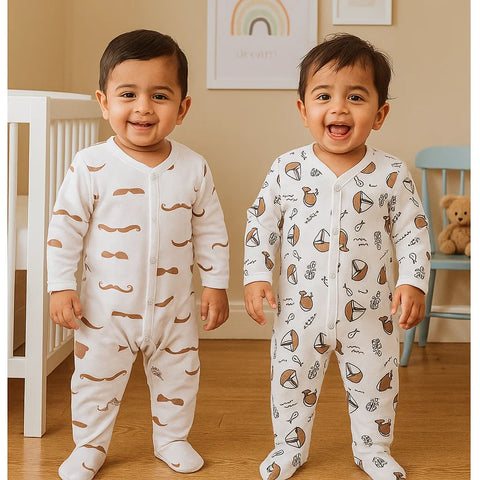 TBS - Pack of 2 Rompers - Fleece - Brown - Gentleman & Sea