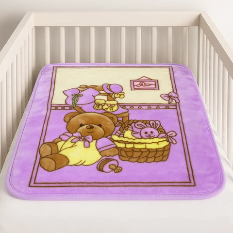 Junio Kids Single Ply - Zip Blanket - Purple - Single Bear - 25