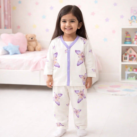 TBS - Cotton Jersey - Night Suit - Purple - Butterfly - 26
