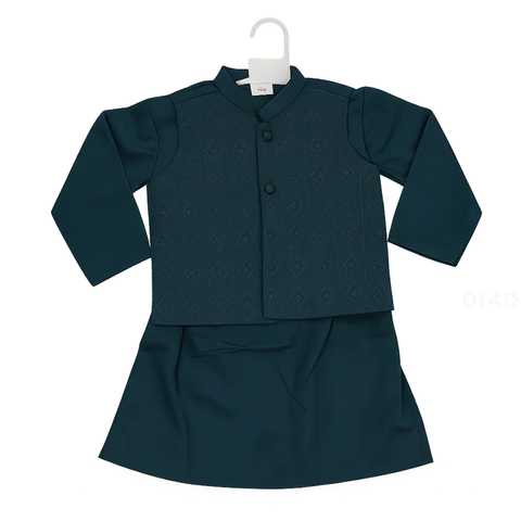TBS - 3 Pieces - Waist Coat Kurta Shalwar - Wash N Wear - Dark Green