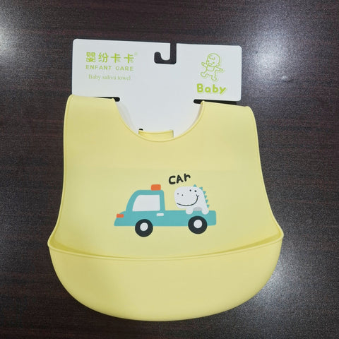 Silicon Container Bib - Yellow - Dinosaur