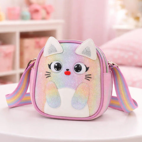 Girl's - Fashion Crossbody Bag - Dark Pink - Cat - 118801
