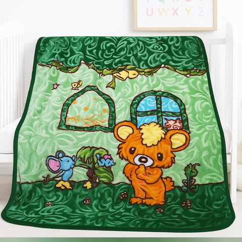 Sleep Well Single Ply - Plush Blanket - Green - Cub - 45*36 Inches