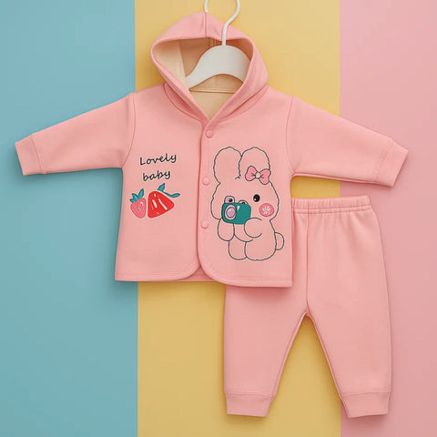 2 Pieces - Hooded Set - Pink - Lovely Baby