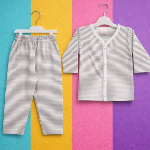 TBS - Cotton Jersey - Night Suit - Grey - Stripes - 26