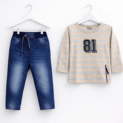 KW - 2 Pieces - Suit Set - Brown - Stripe 81