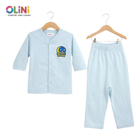 OLINI - Cotton Jersey - Night Suit - Light Blue - Robot Dreams
