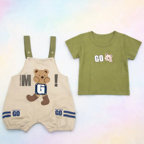 BB - 2 Pieces - Dungaree Set - Green - Go - China