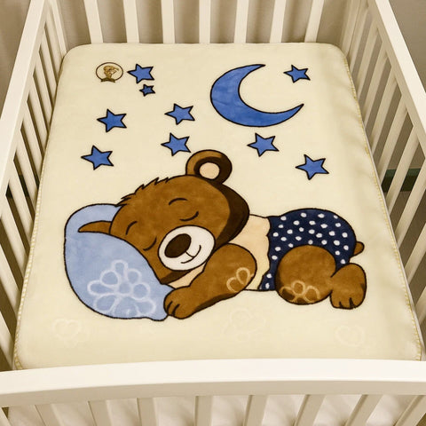 Lucky Baby Double Ply - Zip Blanket - Skin & Blue - Bear Stars & Moon - 25