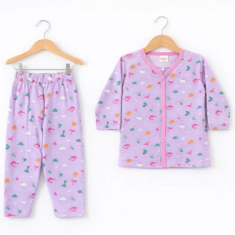 TBS - Cotton Jersey - Night Suit - Purple - Dinosaurs - 26