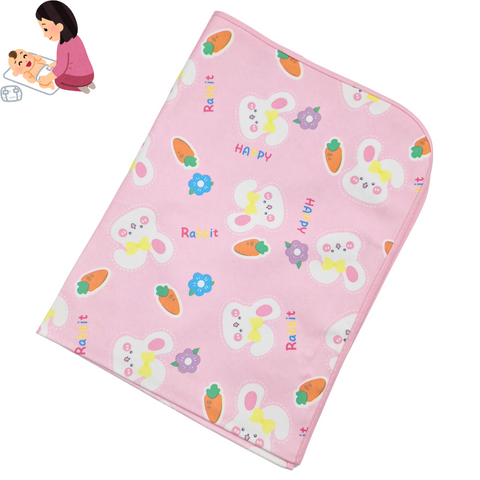 Diaper Changing Sheet - Large - 31*24 Inches - Pink - Happy Rabbit