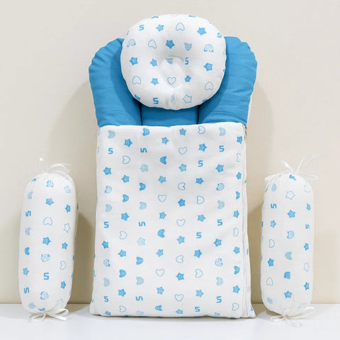 Velvet - Carry Nest with Pillows - Blue - Numbers & Star - 25