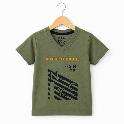 GT - Short Sleeve - V Neck - T-Shirt - Green - Lifestyle