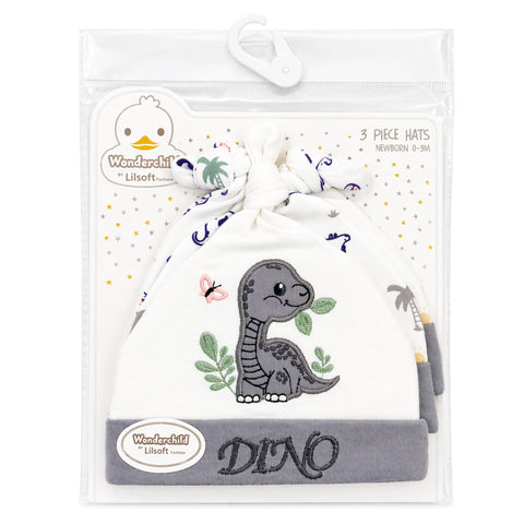 Wonderchild - Pack of 3 Hats - Grey  -  Dino