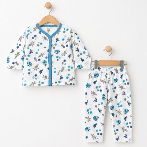 TBS - Cotton Jersey - Night Suit - Blue - Floral - 26