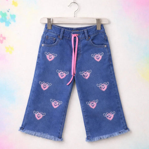 BRB - Bell Bottom - Jeans - Light Blue - Hearts - (2-10Y)