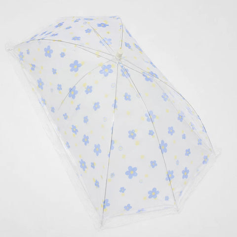 Stainless Steel - Foldable Umbrella Mosquito Net - Blue - Flowers