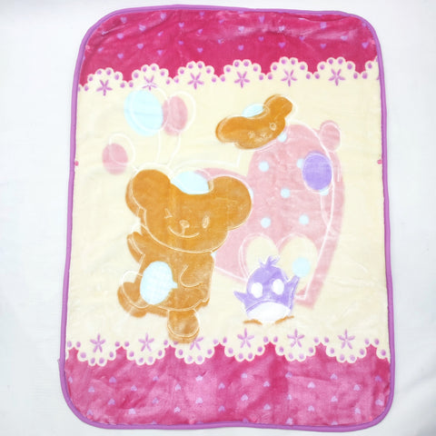 Mora Mink - Zip Blanket - Pink Bear & Hearts