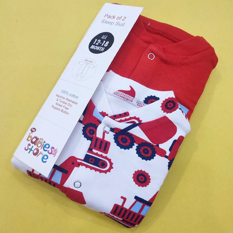 TBS - Pack of 2 Sleep Suits - Red & White